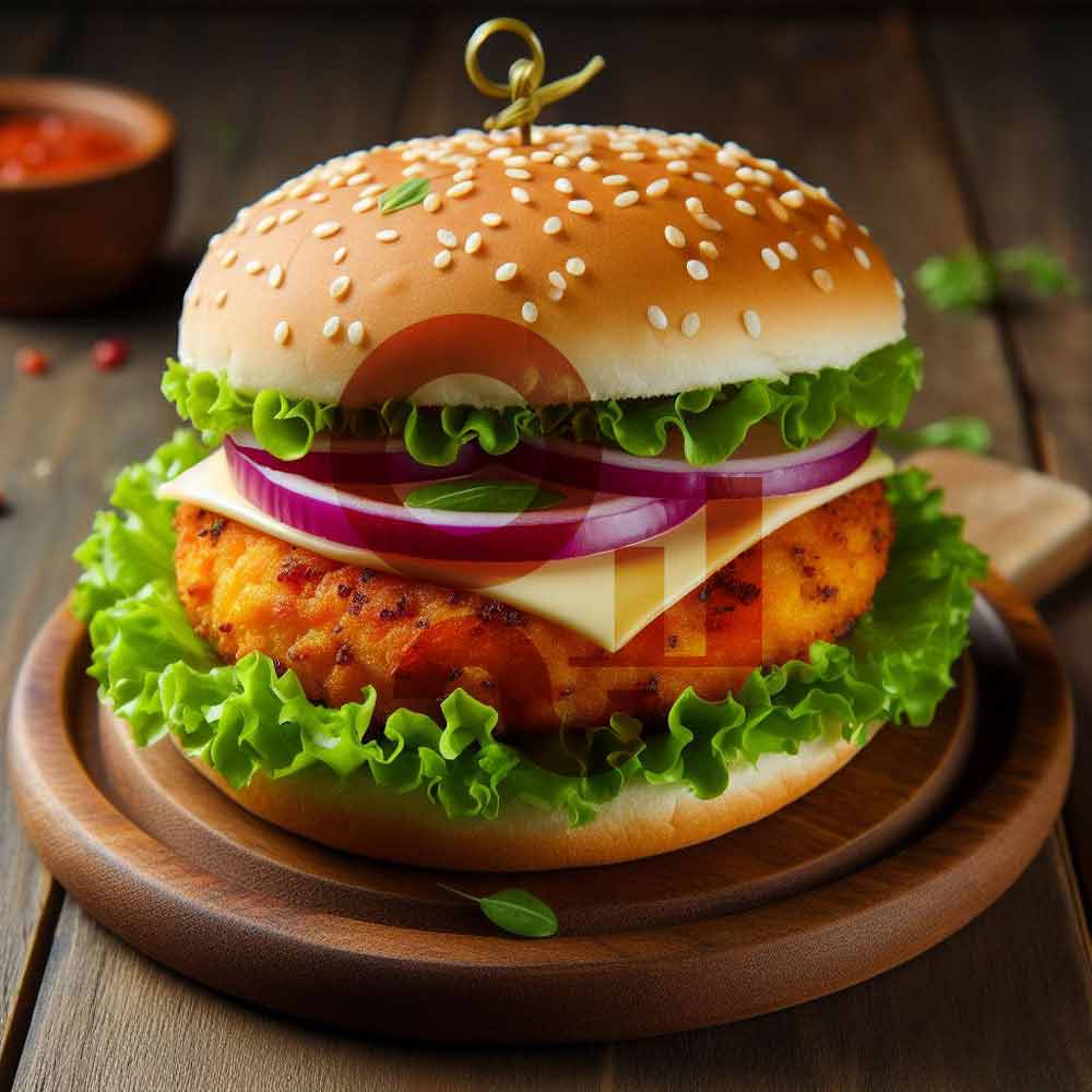 Variety of deep-fried delicacies - Aloo Tikki Burger