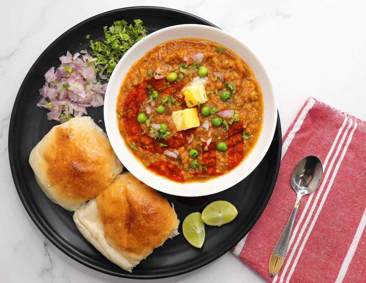 Variety of deep-fried delicacies - Pav Bhaji